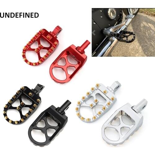Golden MX Offroad Foot Pegs Motorcycle Wide Fat Footrests Bobber Chopper For Harley Dyna Fatboy Wide Glide Sportster Iron XL 883