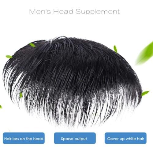 5.5x5.5in Short Straight Synthetic Men Wigs black Color Natural Male Wig with Side Bangs Heat Resistant Fiber Toupee