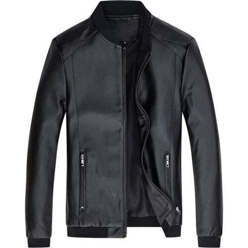 Leather Jacket Men Spring Autumn Motorcycle PU Leahter Outerwear Male Casual Windbreaker Slim Fit zipper Coat Men Bomber
