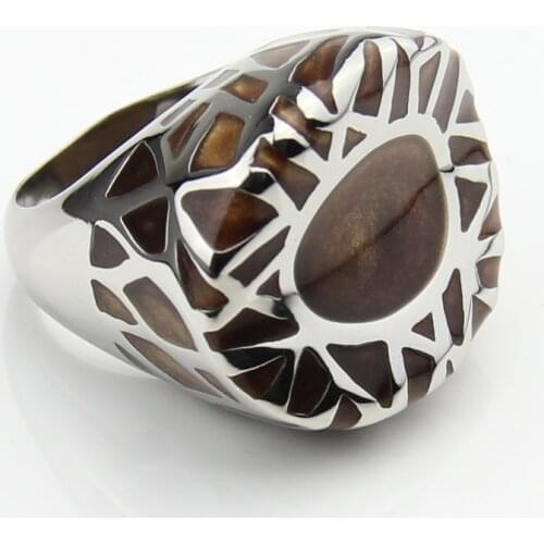 LYCOON New Arrival Fashion man or woman big ring stainless steel four color resin imported Enamel ring in nest shape LYR0014