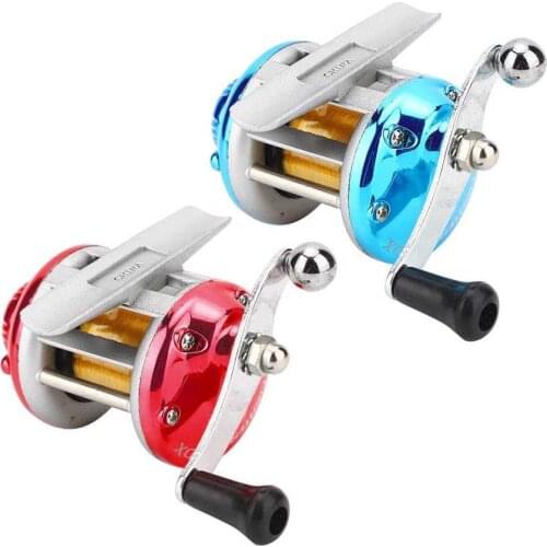 Mini Drum Fishing Wheel Horizontal Drum Baitcasting Reel with Line Lure Reel Ice Fishing Wheel Fishing Tackle Tools