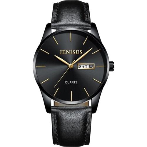 Jenises Brand Ultra Slim Mens Watches Classic Business Quartz Wristwatch Dual Calendar Display Hodinky Male Clock Reloj Hombre