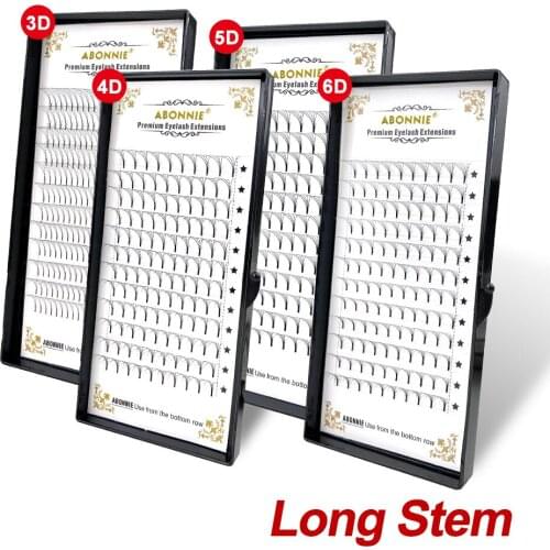 Abonnie Long Stem Premade Volume Fans Lashes Extension 3D 4D 5D 6D 8-16mm New Material Premade Fans Makeup Cilios