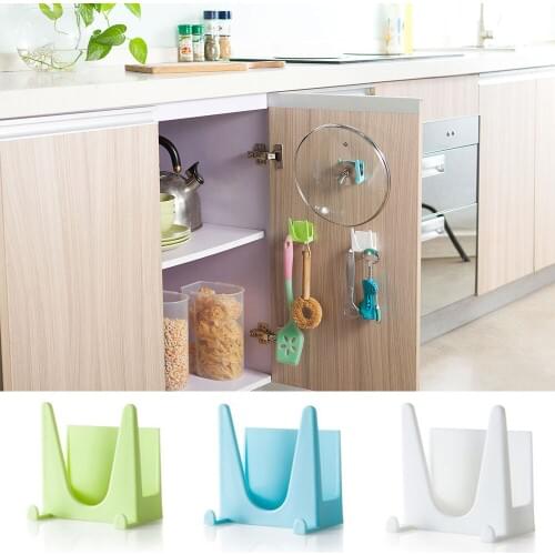Wall Housekeeper Plastic Kitchen Pot Pan Cover Shell Cover Sucker Tool Bracket Storage Organizer Rack Hanger Storage Holder