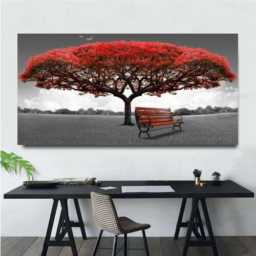 Single Red Tree Forest Landscape Diy diamond painting full drill diamond embroidery mosaic painting needlework home decor gift