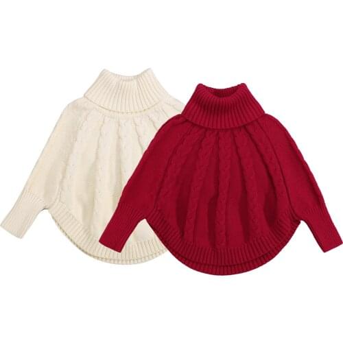 Citgeett Autumn Kids Girls Casual Solid Color Sweater Turtleneck Long Sleeves Winter Clothes