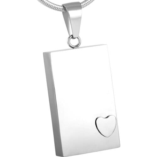 Memorial Cremation Pendant Blank Square With Heart Keepsake Urn Necklace Ash Pet Remembrance Jewelry Gift Free Engraving