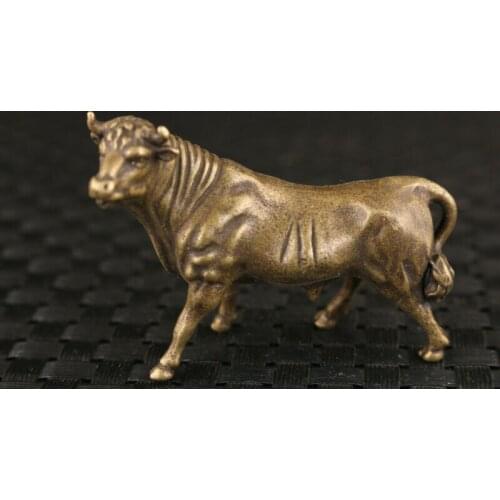 Rare chinese old bronze hand carving ox cow statue collectable figure noble gift