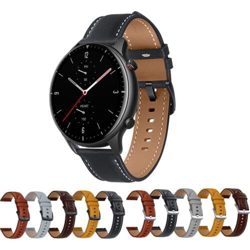 Leather Watchband Strap For Amazfit GTR 47mm/GTR 2 2e/Stratos 3 2 2S Bracelet 22mm Sport Wristband For Huawei GT/GT 2 Pro/2 46mm