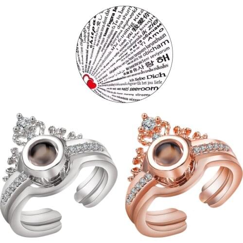 Romantic Bride Wedding Ring i Love You 100 Languages Projection Ring Love Memory Fashion Couple Ring For Wedding Banquet