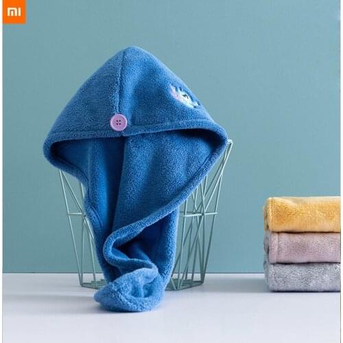 Xiaomi youpin Hair Drying Hat Quick-dry Hair Towel Cap Bath Hat Microfiber Solid Towel Cap Super Absorption Turban Hair Dry