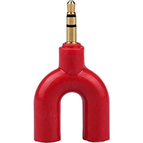 Headphone Audio Splitter U-Shaped 3Pin 3.5mm Jack To2 Dual Adapter for Tablet PC MP3 Phones
