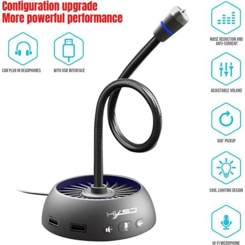 Microphone Rgb Luminous And Flexible Usb Mic Drive-free Voice Chat Video Conference Computer Mic