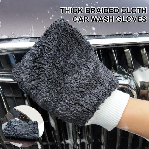 Thick Car Wash Mitt Braided Cloth Car Wash Gloves Microfiber Super Absorbent Car Styling Auto Double Sided Cleaning Towel
