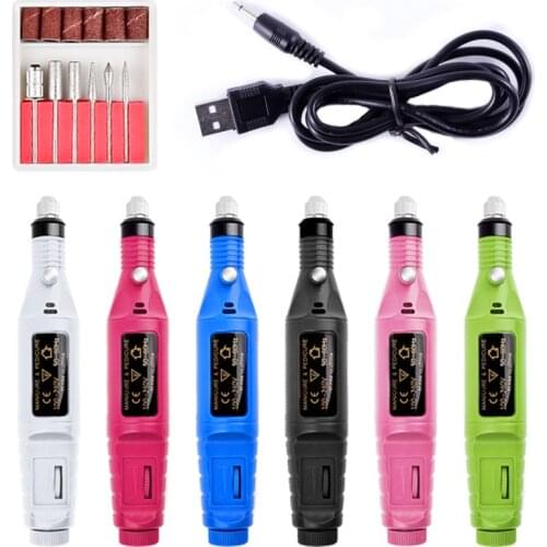 Usb Electric Nail Drill Bit Tool Kits Acrylic Nail Art Pen Styler Machine Portable Usb Nail Polisher Manicure Drills Pedicure