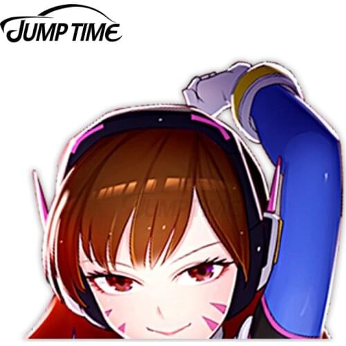 Jump Time Overwatch D.Va (Hana Song) 17 8.7 Big Head Anime Peeker Vinyl Decal Waifu Kawaii Girl Car Stickers