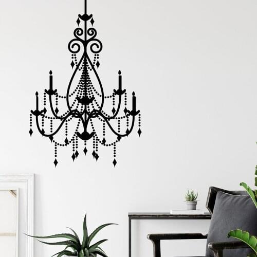 Chandelier Wall Decal Chandelier Silhouette Chandelier Baroque Style Wall Sticker Vinyl Decal Bedroom Living Room Decor C800