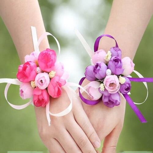 YO CHO bracelet en broche avec bracelet de demoiselle d'honneur en mousse blanche et blanche avec accessoires de mariage