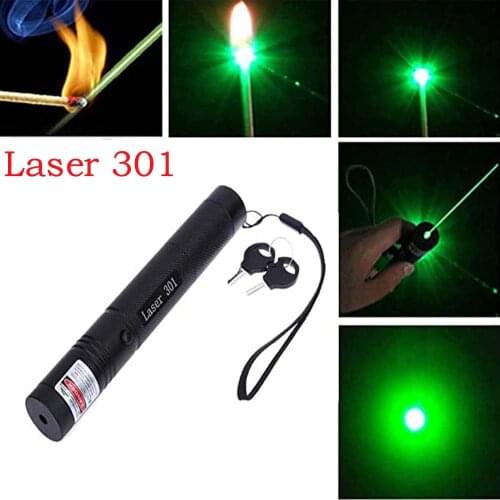Green Laser 301 Laser Pointer High Powerful Device Adjustable Focus Lazer Head Includes 18650 battery