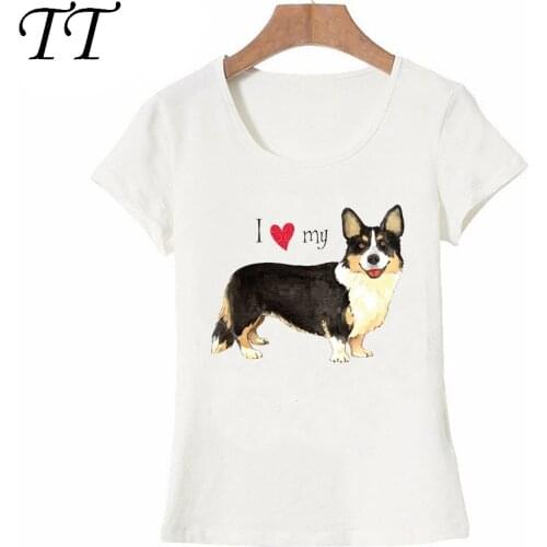 I Love my Friend Welsh Corgi T-Shirt summer fashion Women t-shirt Hipster cool Corgi Dog casual maiden Tops Cute female Tees