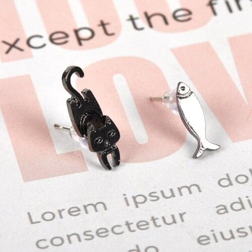 Cat Fish Stud Earrings For Women Gift Hypoallergenic jewelry Prevent Allergy