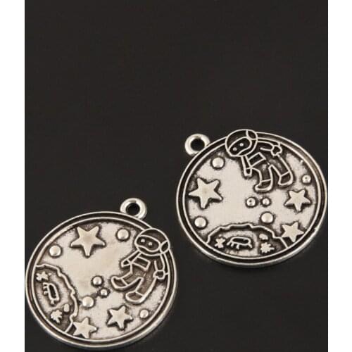 10pcs Silver Color Outer Space And Moon Charms Planet Universe Pendant Keychain Earrings Jewelry Handcraft