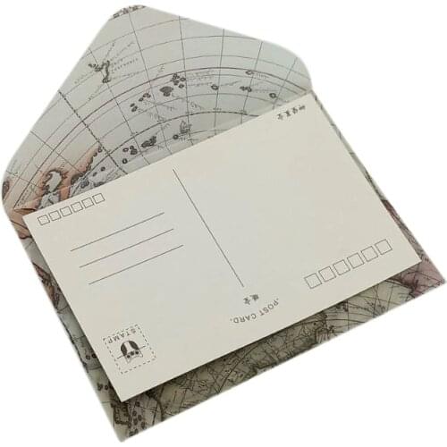 100pcs Sulphur paper Classic Globel Map Envelope Message Card Postcard Letter Gift Wedding Birthday Party Greeting Card