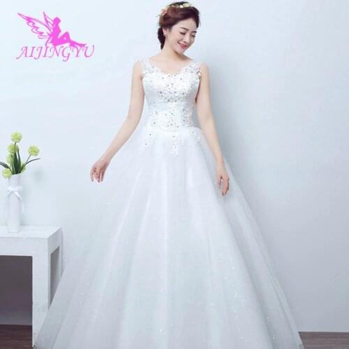 AIJINGYU 2021 2020 white Customized new hot selling cheap ball gown lace up back formal bride dresses wedding dress FU175
