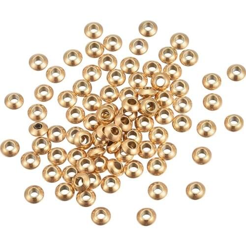 100pcs 304 Stainless Steel Flat Round Bead Spacers Metal Loose Beads for DIY Bracelet Jewelry Making 4x2mm,Hole:1.5mm