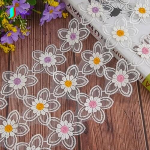 Color Organza Lace Handicraft Decoration Handmade Decoration Multicolor Flower Scarf Garment Accessories Purple Pink S059M