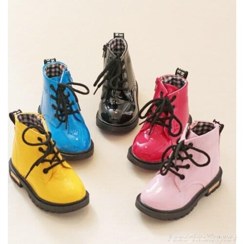 New Children Shoes Boots for Kids Size 21-36 Martin Boots for Boys PU Leather Waterproof Winter Kids Snow Shoes Girls Boots