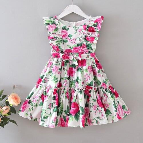 2020 Baby Girl Summer Dress Beautiful Flowers Ruffles Kids Princess Birthday Party Dresses Children Vestido Clothes