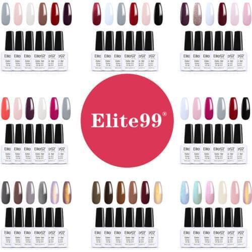Elite99 8PCS Nail Gel Polish Set 10ml Pure Color Gel Nail Polish Set Top Base Coat Semi Permanent Hybrid Varnish For Manicure