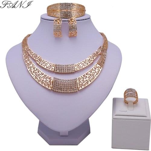 Fani Dubai Gold-color Jewelry Sets Brand Nigerian Women Wedding Jewelry Bridal accessorize fashion african beads jewelry set