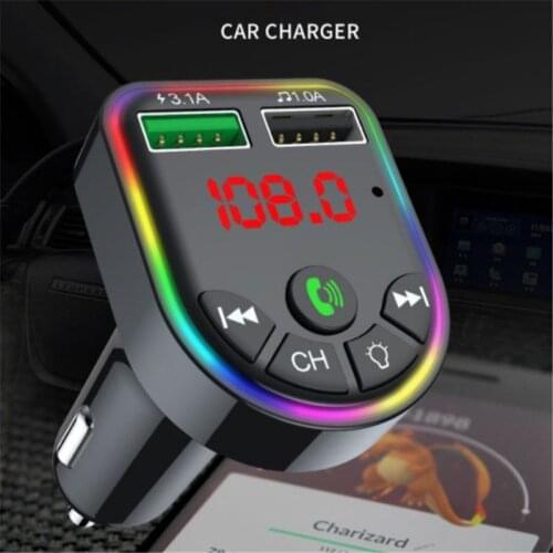 Bluetooth 5.0 FM Transmitter Car Kit MP3 Modulator Player Wireless Handsfree Audio Receiver Dual USB Fast Charger 3.1A Colorful
