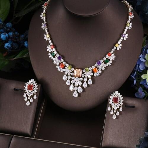 Janekelly Hotsale African 2pcs Bridal Jewelry Sets New Fashion Dubai Jewelry Set For Women Wedding Party Accessories Design