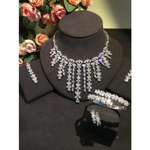 Jankelly Hotsale African 4pcs Bridal Jewelry Sets New Fashion Dubai Jewelry Set For Women Wedding Party Accessories Design