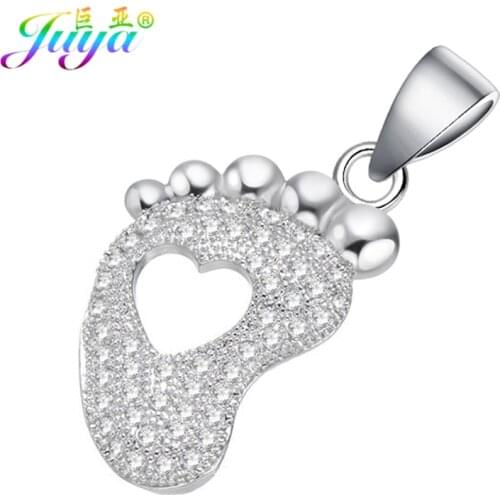 Juya DIY Fashion Kids Jewelry Making Supplies Handmade Feet Hamsa Hand Feather Locket Key Charms Accessories