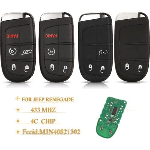 Kutery 3/4/5 Buttons Smart Remote Control Key 433Mhz 4A Chip Keyless Entry SIP22 Blade For Jeep Renegade Original