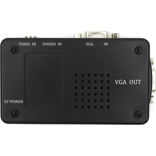 PC Laptop Composite Video TV RCA Composite S-Video AV In To PC VGA LCD Out Converter Adapter Switch Box Black With dc cable