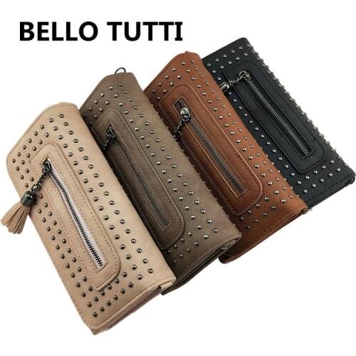 BELLO TUTTI New Women Wallets Long Style Card Holder Fashion PU Leather Money Clutch Purse Female Handbag Phone Shoulder Bag