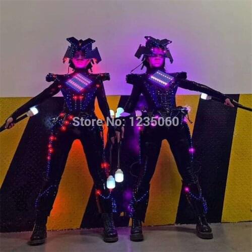 WYY Stage dance robot men suit dj armor dress helmet wears display colorful light costumes performance luminous outfits clothes