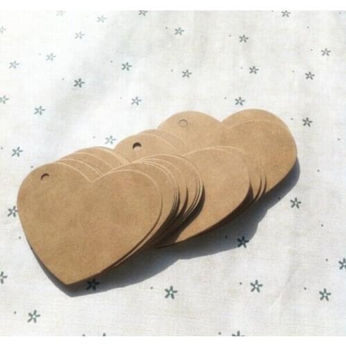 Kraft/ White 500pcs/lot Size 6.5*5cm Blank Kraft Paper Hang Tag/ Heart-shape Gift Tag Included Hemp Rope