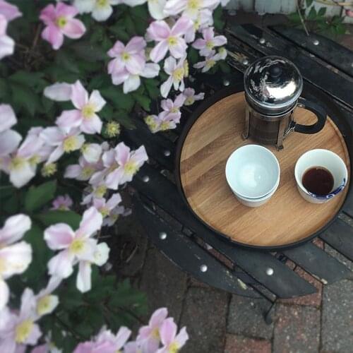 Round Home Storage Tray Cup Food Storage Plate With Wooden Handle Jewelry Cosmetic Display Dish Kitchen Fruit Tea Breadbasket