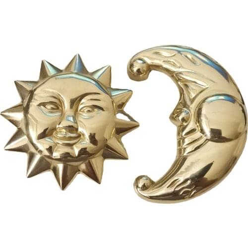 Sun Moon Brass Knobs Cabinet Kitchen Cupboard Cabinet Door Knob Wine Cabinet Drawer Pulls Home Decor Furniture Handles Hardware