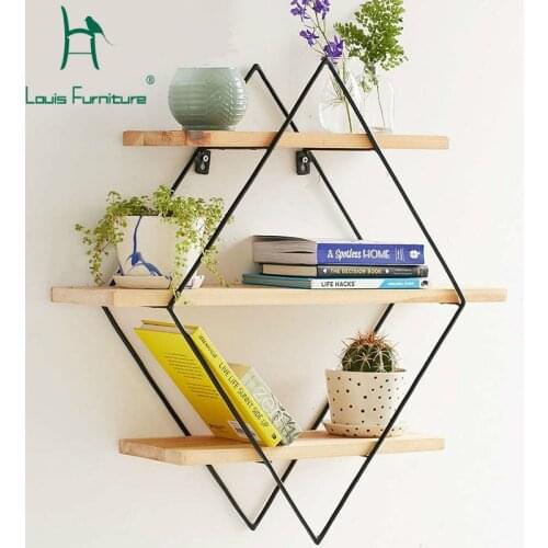 Louis Fashion Simple Modern Wood Wall on the Rack Shelf Rack Hanging Shelf a Living Room Partition Frame Wall