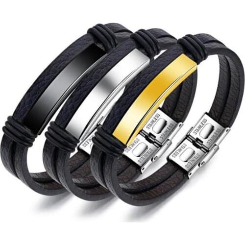 Mens Bracelet Accessories Black Colour Leather Elegant Bracelet Attractive Male Accessories Banquet Jewelry Best Gifts For Men