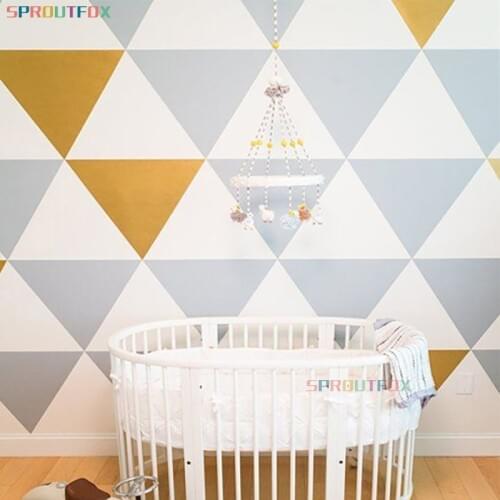 Ins Nordic Geometric Big Triangles Wall Stickers Simple Modern for Baby Childrens Bedroom Removable Multi Vinyls Poster Decals