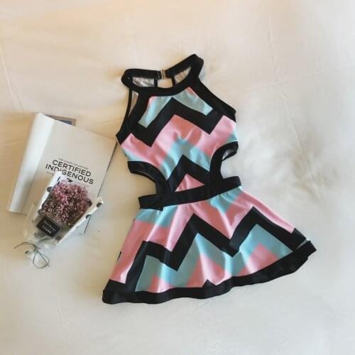 Hot New Sexy Een stukken Rok Onregelmatige gestreepte Badmode Vrouwen Badpak Braziliaanse stijl gedrukt Retro classic Beugel