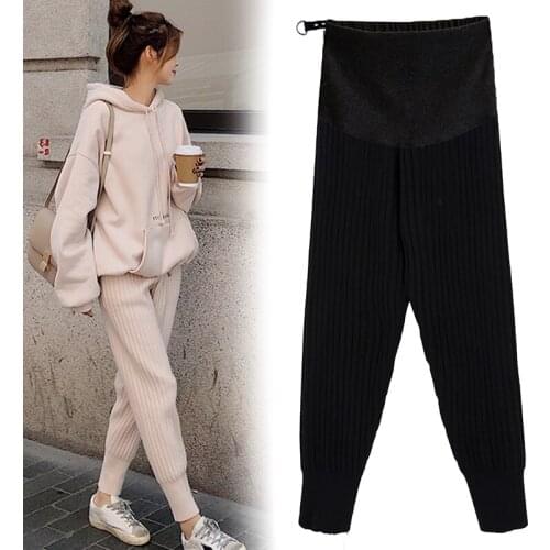 8908# 2020 Autumn Winter Thicken Maternity Pants High Waist Adjustable Belly Pants Clothes for Pregnant Women Pregnancy Trousers